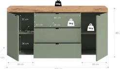 OTTO home Sideboard »MAMBO II, Breite 160cm, 2 Türen, 3 Schubkästen, 4 Fächer« 1 Stk. tlg. Kommode, Anrichte, Wohnzimmer, Schlafzimmer