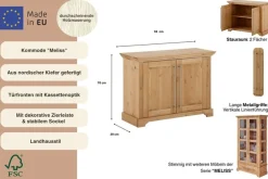 OTTO home Sideboard »Melissa« Kommode im klassischen Landhausstil, Massivholz, FSC®, Breite 94 cm