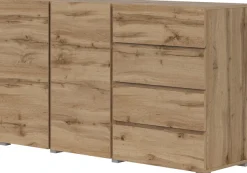 OTTO home Sideboard »Metric,Breite 138 cm, grifflose Kommode 2 Türen/4 Schubkästen« Schubladenschrank mit viel Stauraum, Einlegeböden verstellbar