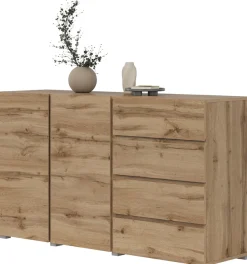 OTTO home Sideboard »Metric,Breite 138 cm, grifflose Kommode 2 Türen/4 Schubkästen« Schubladenschrank mit viel Stauraum, Einlegeböden verstellbar
