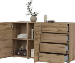OTTO home Sideboard »Metric,Breite 138 cm, grifflose Kommode 2 Türen/4 Schubkästen« Schubladenschrank mit viel Stauraum, Einlegeböden verstellbar