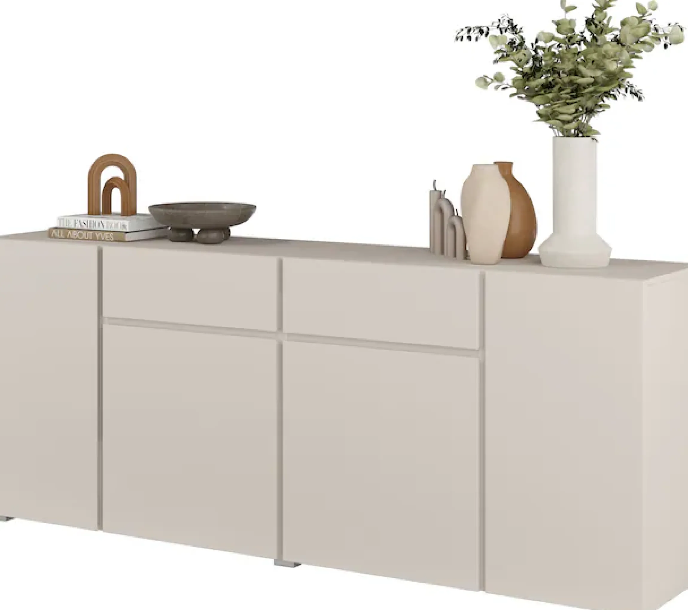 OTTO home Sideboard »Metric,Breite 195 cm, grifflose Kommode 4 Türen/2 Schubkästen« Schubladenschrank mit viel Stauraum, Einlegeböden verstellbar