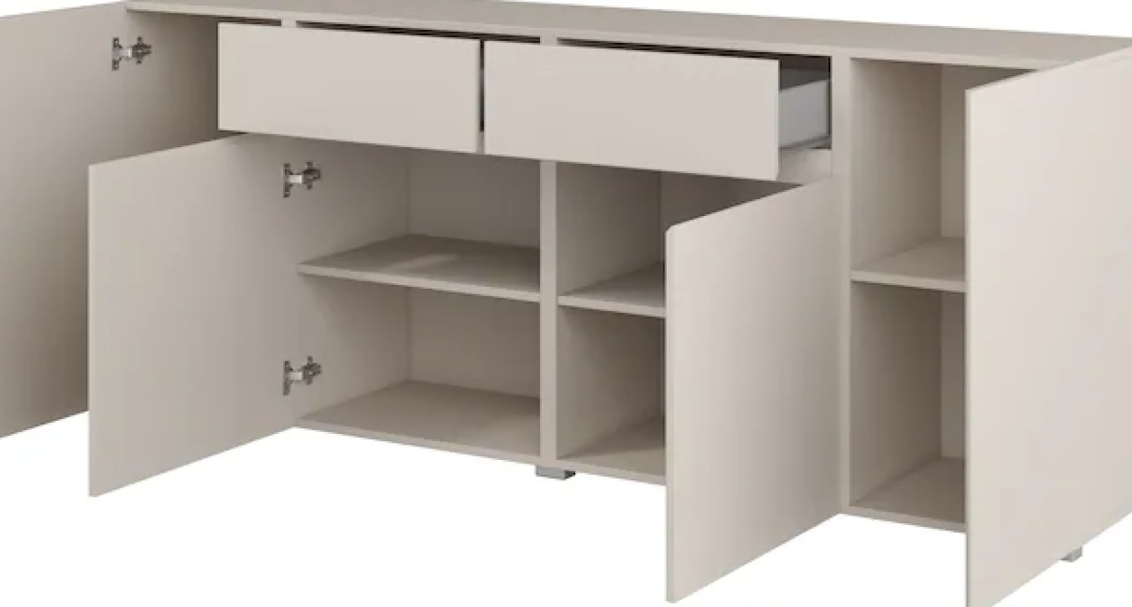 OTTO home Sideboard »Metric,Breite 195 cm, grifflose Kommode 4 Türen/2 Schubkästen« Schubladenschrank mit viel Stauraum, Einlegeböden verstellbar