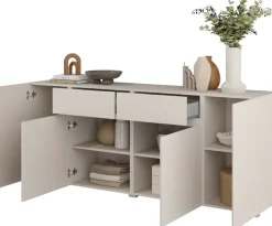 OTTO home Sideboard »Metric,Breite 195 cm, grifflose Kommode 4 Türen/2 Schubkästen« Schubladenschrank mit viel Stauraum, Einlegeböden verstellbar