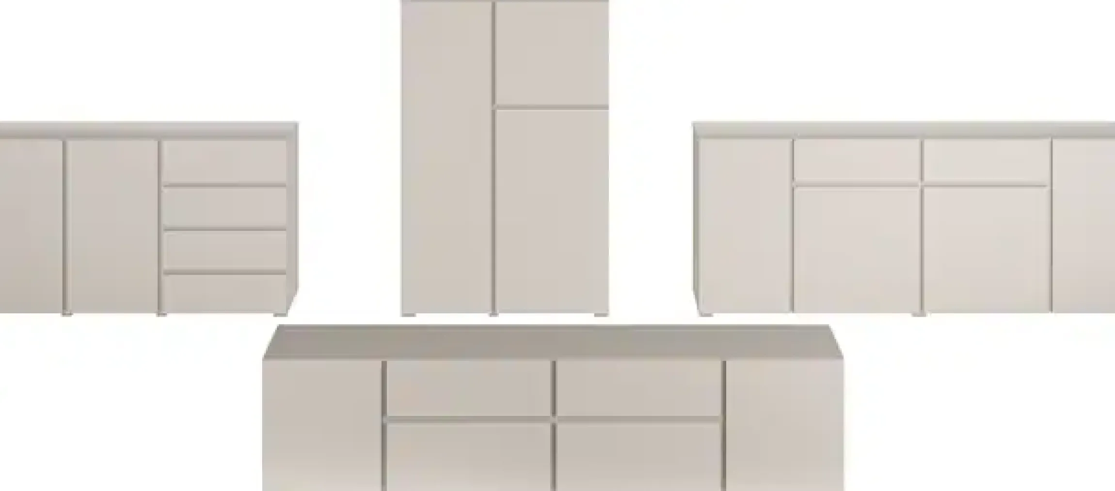 OTTO home Sideboard »Metric,Breite 195 cm, grifflose Kommode 4 Türen/2 Schubkästen« Schubladenschrank mit viel Stauraum, Einlegeböden verstellbar