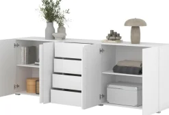 OTTO home Sideboard »Metric,Breite 222 cm, grifflose Kommode 4 Türen/4 Schubkästen« Schubladenschrank mit viel Stauraum, Einlegeböden verstellbar
