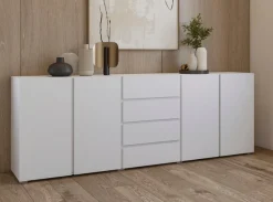 OTTO home Sideboard »Metric,Breite 222 cm, grifflose Kommode 4 Türen/4 Schubkästen« Schubladenschrank mit viel Stauraum, Einlegeböden verstellbar