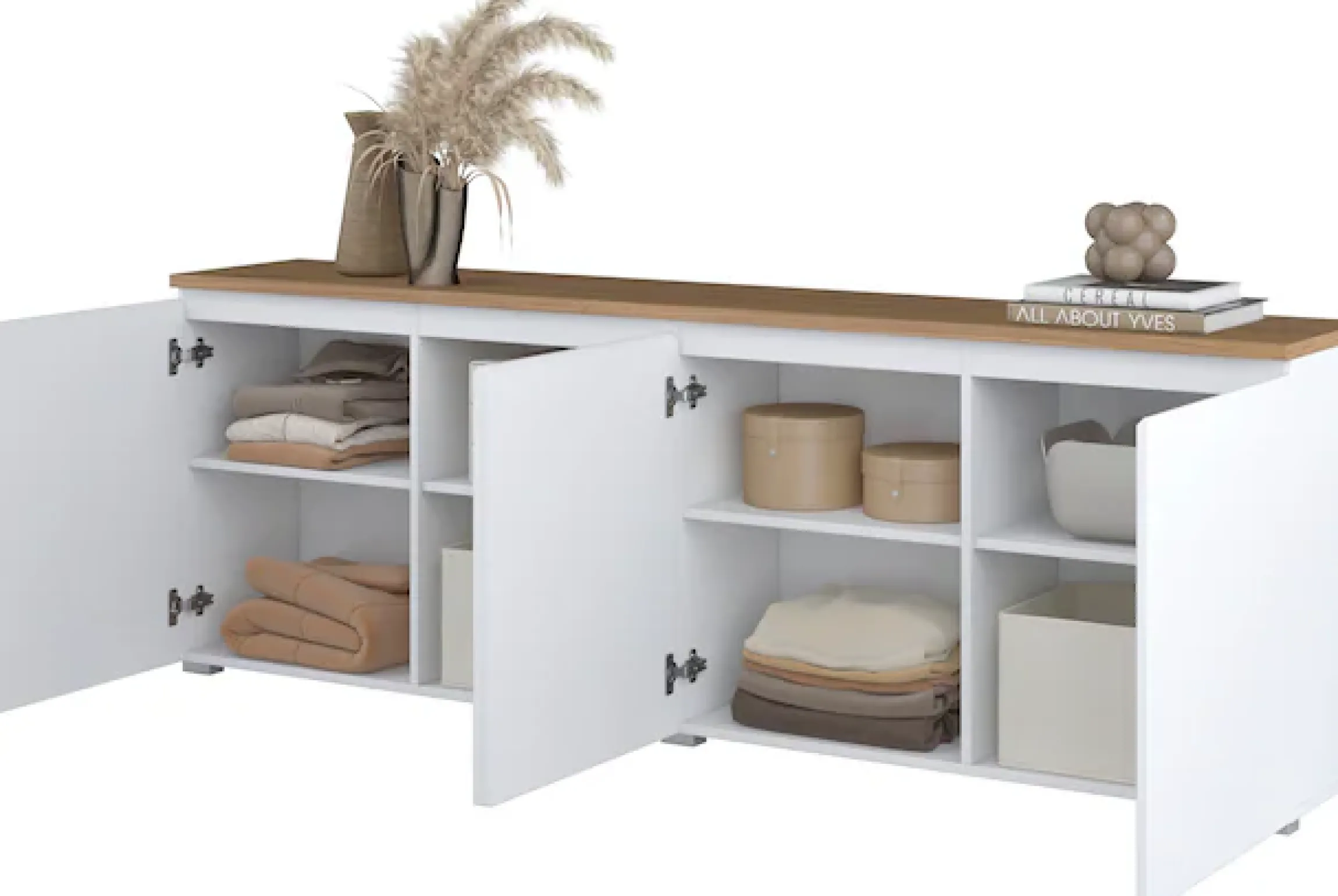 OTTO home Sideboard »Modo, Breite 200 cm, moderne grifflose Kommode 4Türen« Anrichte mit viel Stauraum, Einlegeböden verstellbar