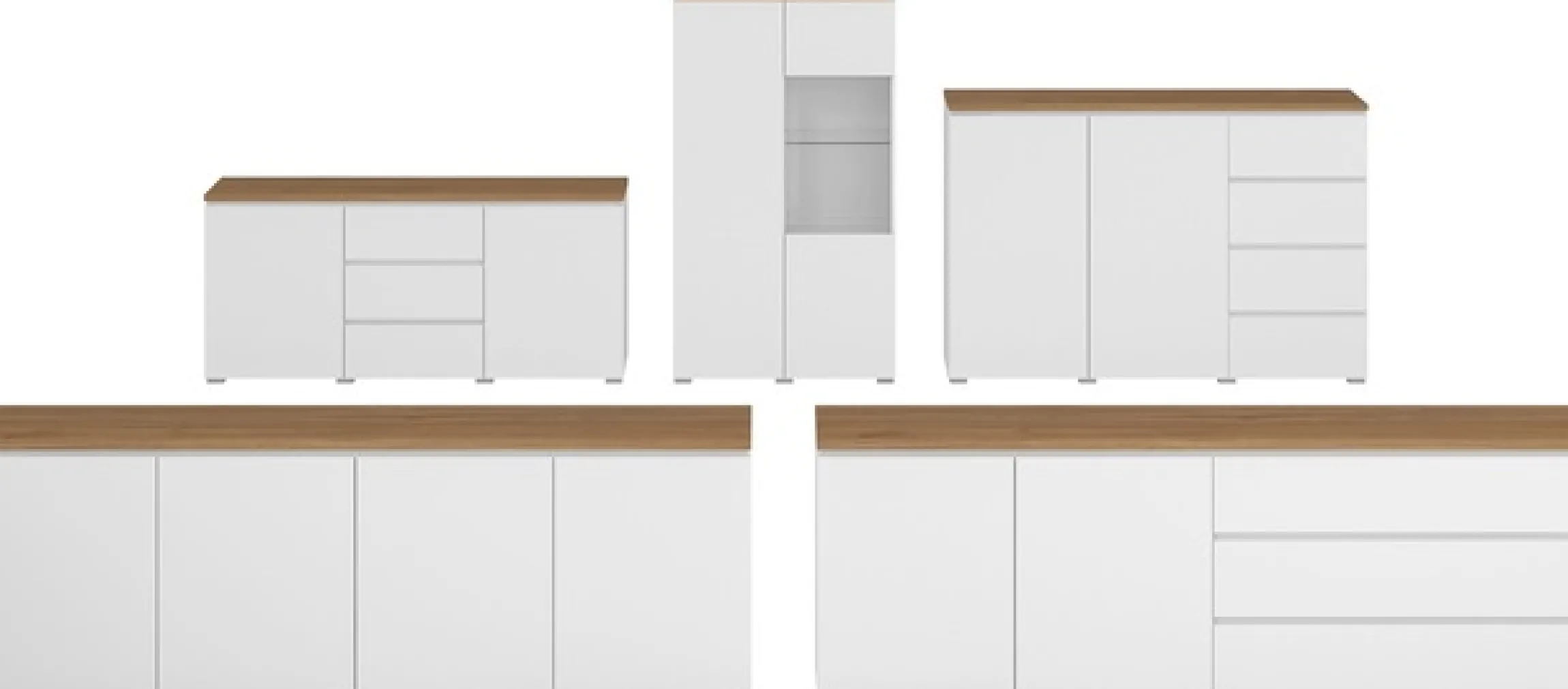 OTTO home Sideboard »Modo, Breite 200 cm, moderne grifflose Kommode 4Türen« Anrichte mit viel Stauraum, Einlegeböden verstellbar