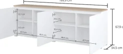 OTTO home Sideboard »Modo, Breite 200 cm, moderne grifflose Kommode 4Türen« Anrichte mit viel Stauraum, Einlegeböden verstellbar