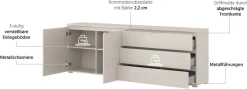OTTO home Sideboard »Modo, Breite 200 cm, moderne grifflose Kommode 2Türen/3 SK« Schubladenkommode mit viel Stauraum, Einlegeböden verstellbar