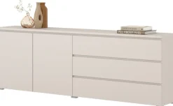 OTTO home Sideboard »Modo, Breite 200 cm, moderne grifflose Kommode 2Türen/3 SK« Schubladenkommode mit viel Stauraum, Einlegeböden verstellbar