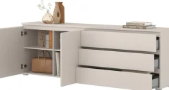 OTTO home Sideboard »Modo, Breite 200 cm, moderne grifflose Kommode 2Türen/3 SK« Schubladenkommode mit viel Stauraum, Einlegeböden verstellbar
