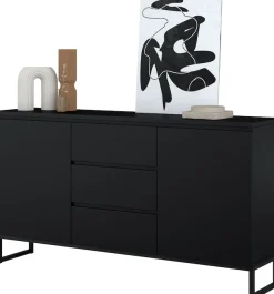 OTTO home Sideboard »Modo II, Breite 150 cm, moderne grifflose Kommode 2Türen/3 SK« Schubladenkommode viel Stauraum, Einlegeböden verstellbar, Metallkufen