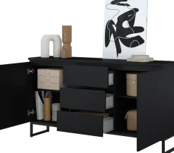 OTTO home Sideboard »Modo II, Breite 150 cm, moderne grifflose Kommode 2Türen/3 SK« Schubladenkommode viel Stauraum, Einlegeböden verstellbar, Metallkufen