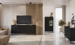 OTTO home Sideboard »Modo II, Breite 150 cm, moderne grifflose Kommode 2Türen/3 SK« Schubladenkommode viel Stauraum, Einlegeböden verstellbar, Metallkufen