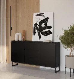 OTTO home Sideboard »Modo II, Breite 150 cm, moderne grifflose Kommode 2Türen/3 SK« Schubladenkommode viel Stauraum, Einlegeböden verstellbar, Metallkufen