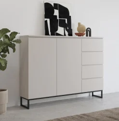 OTTO home Sideboard »Modo II, Breite 150 cm, moderne grifflose Kommode 2Türen/4 SK« Schubladenschrank viel Stauraum, Einlegeböden verstellbar, Metallkufen