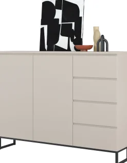 OTTO home Sideboard »Modo II, Breite 150 cm, moderne grifflose Kommode 2Türen/4 SK« Schubladenschrank viel Stauraum, Einlegeböden verstellbar, Metallkufen