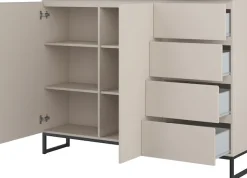 OTTO home Sideboard »Modo II, Breite 150 cm, moderne grifflose Kommode 2Türen/4 SK« Schubladenschrank viel Stauraum, Einlegeböden verstellbar, Metallkufen