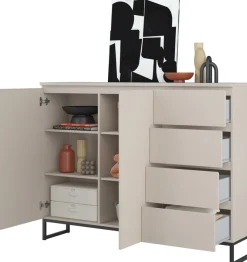 OTTO home Sideboard »Modo II, Breite 150 cm, moderne grifflose Kommode 2Türen/4 SK« Schubladenschrank viel Stauraum, Einlegeböden verstellbar, Metallkufen