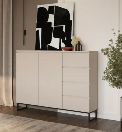 OTTO home Sideboard »Modo II, Breite 150 cm, moderne grifflose Kommode 2Türen/4 SK« Schubladenschrank viel Stauraum, Einlegeböden verstellbar, Metallkufen