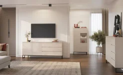 OTTO home Sideboard »Modo II, Breite 150 cm, moderne grifflose Kommode 2Türen/4 SK« Schubladenschrank viel Stauraum, Einlegeböden verstellbar, Metallkufen