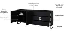 OTTO home Sideboard »Modo II, Breite 200 cm, moderne grifflose Kommode 2Türen/3 SK« Schubladenkommode viel Stauraum, Einlegeböden verstellbar, Metallkufen