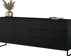 OTTO home Sideboard »Modo II, Breite 200 cm, moderne grifflose Kommode 2Türen/3 SK« Schubladenkommode viel Stauraum, Einlegeböden verstellbar, Metallkufen