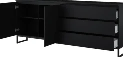 OTTO home Sideboard »Modo II, Breite 200 cm, moderne grifflose Kommode 2Türen/3 SK« Schubladenkommode viel Stauraum, Einlegeböden verstellbar, Metallkufen