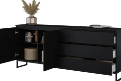 OTTO home Sideboard »Modo II, Breite 200 cm, moderne grifflose Kommode 2Türen/3 SK« Schubladenkommode viel Stauraum, Einlegeböden verstellbar, Metallkufen