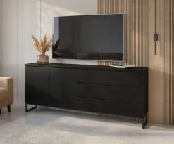 OTTO home Sideboard »Modo II, Breite 200 cm, moderne grifflose Kommode 2Türen/3 SK« Schubladenkommode viel Stauraum, Einlegeböden verstellbar, Metallkufen