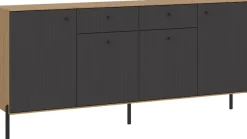 OTTO home Sideboard »Nursia« Sideboard, Breite 184 cm, mit geriffelten Fronten, auf Metallfüßen