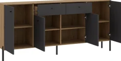 OTTO home Sideboard »Nursia« Sideboard, Breite 184 cm, mit geriffelten Fronten, auf Metallfüßen
