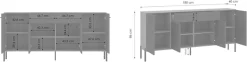 OTTO home Sideboard »Nursia« Sideboard, Breite 184 cm, mit geriffelten Fronten, auf Metallfüßen