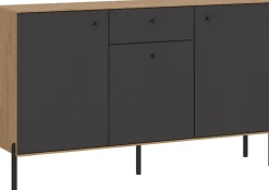 OTTO home Sideboard »Nursia« Sideboard, Breite 136 cm, mit geriffelten Fronten, auf Metallfüßen