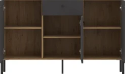 OTTO home Sideboard »Nursia« Sideboard, Breite 136 cm, mit geriffelten Fronten, auf Metallfüßen