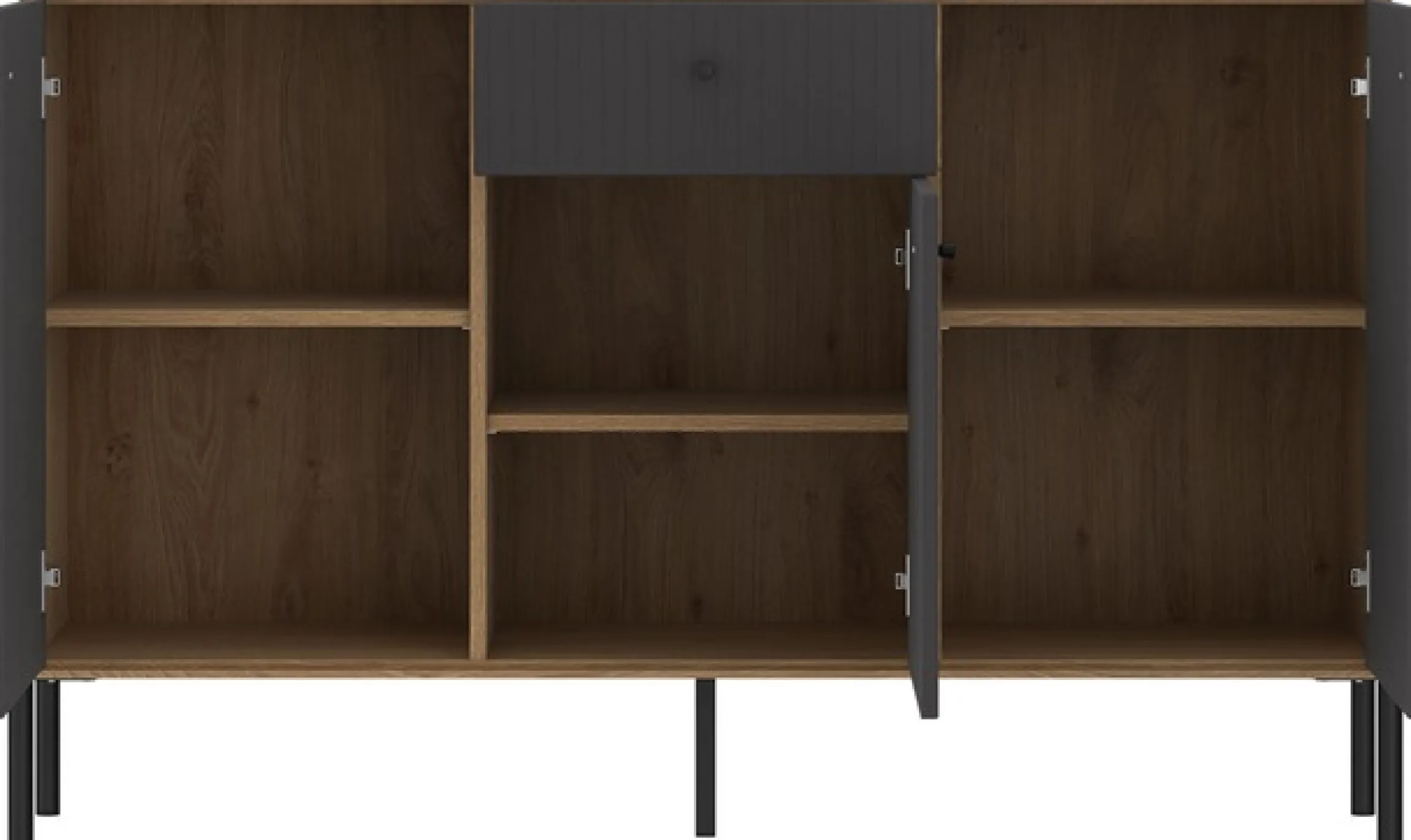 OTTO home Sideboard »Nursia« Sideboard, Breite 136 cm, mit geriffelten Fronten, auf Metallfüßen