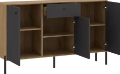 OTTO home Sideboard »Nursia« Sideboard, Breite 136 cm, mit geriffelten Fronten, auf Metallfüßen