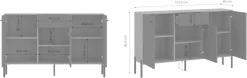 OTTO home Sideboard »Nursia« Sideboard, Breite 136 cm, mit geriffelten Fronten, auf Metallfüßen