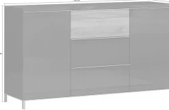 OTTO home Sideboard »Onyx, Kommode mit 3 Schubladen und 2 Türen,UV Lackierung Hochglanz« FSC®-zertifizierter Holzwerkstoff,Kombikommode mit Soft-Close-Funktion, Maße (B/T/H) 152/45/88cm