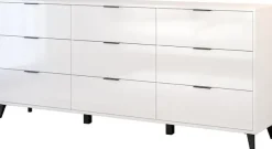 OTTO home Sideboard »OSLO – Modernes Möbel mit neun praktischen Schubladen« Vollauszug, hohe Füße und Griffleisten für mehr Komfort