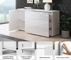 OTTO home Sideboard »PARIS« 1 Stk. tlg. Moderne 110cm breite grifflose Kommode, vielseitig einsetzbar