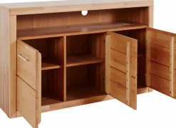 OTTO home Sideboard »Ribe,130cm breit, Fronten Massivholz,7 Fächer« Holz massiv, Holzwerkstoff, Metall Griffe,3 Türen