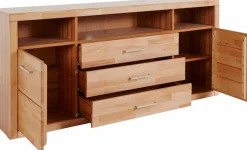 OTTO home Sideboard »Ribe,180cm breit, Fronten Massivholz,7 Fächer« Holz massiv, Holzwerkstoff, Metall Griffe,2Türen,3Schubladen