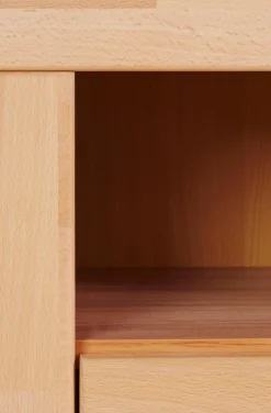 OTTO home Sideboard »Ribe,180cm breit, Fronten Massivholz,7 Fächer« Holz massiv, Holzwerkstoff, Metall Griffe,2Türen,3Schubladen