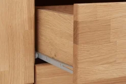 OTTO home Sideboard »Ribe,180cm breit, Fronten Massivholz,7 Fächer,Böden versetzbar« Korpus Holzwerkstoff,Türen mit Glaseinsatz,3 breite Schubladen