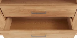 OTTO home Sideboard »Ribe,180cm breit, Fronten Massivholz,7 Fächer,Böden versetzbar« Korpus Holzwerkstoff,Türen mit Glaseinsatz,3 breite Schubladen