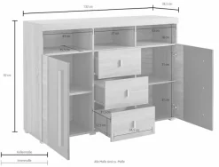 OTTO home Sideboard »Roger,Breite 132cm, stilvolle Schrank, 2 Holztüren 3 Schubladen« Kommode mit viel Stauraum, Einlegeböden verstellbar