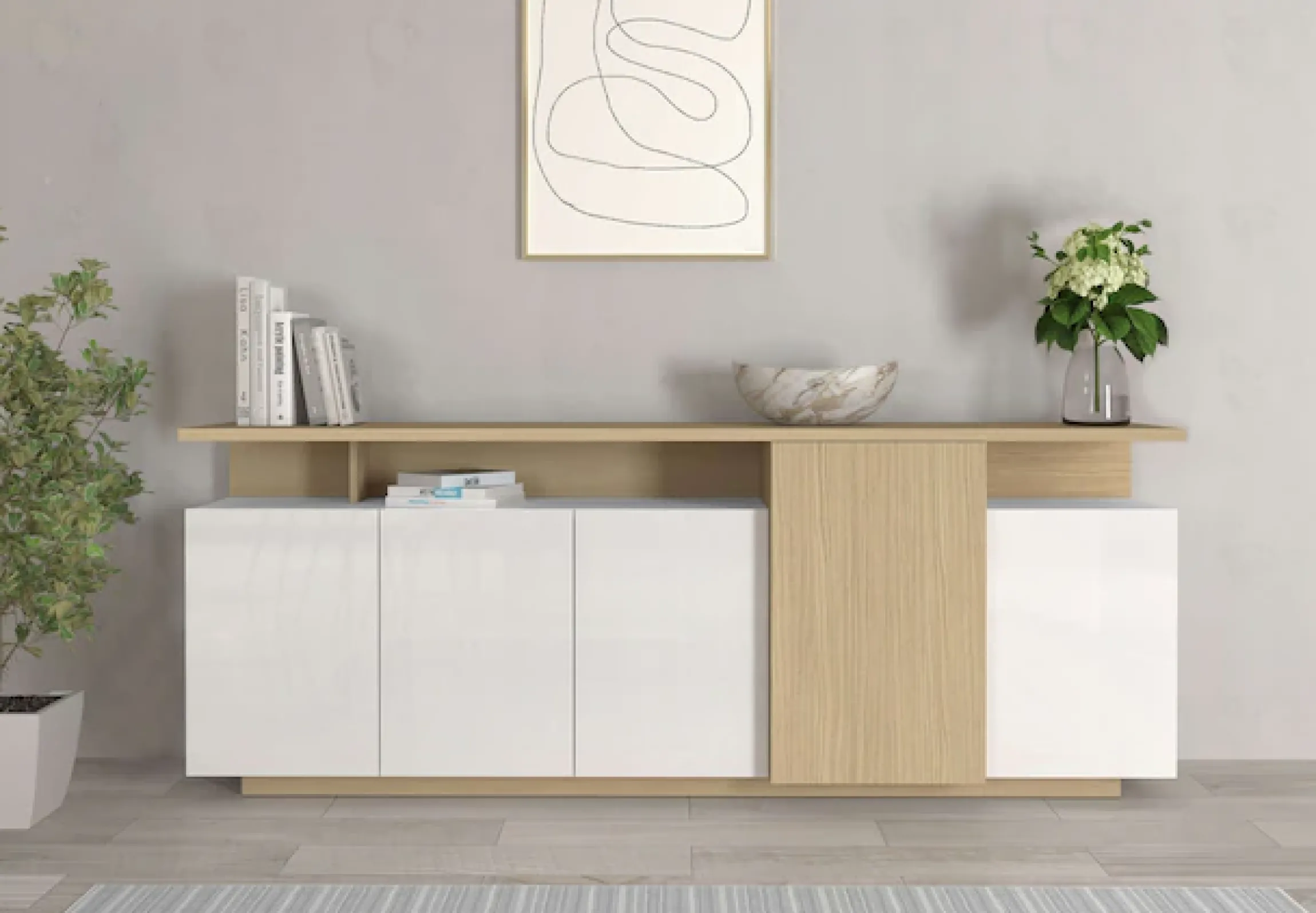 OTTO home Sideboard »Sideboard ETHOS, Kommode, Schrank, Kredenz« 1 Stk. tlg. Mit 5 Drehtüren, 8 Innenfächern und 2 Außenfächern, B.210 cm